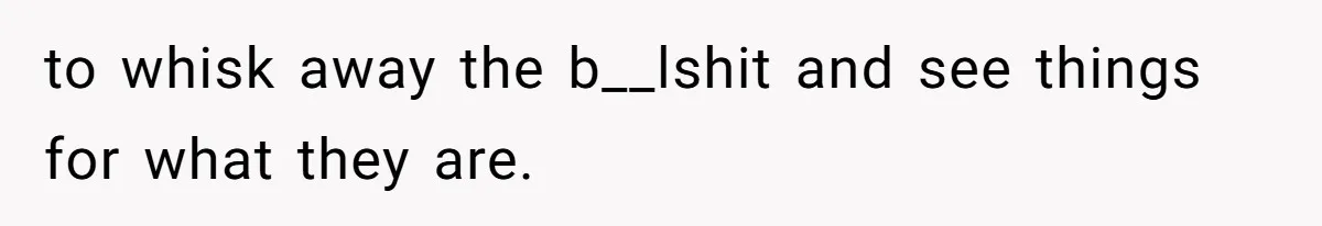 to whisk away the b__lshit and see things for what they are.