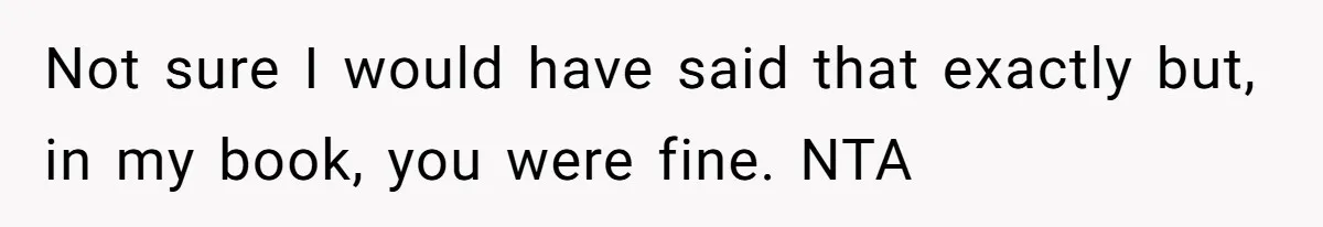 Not sure I would have said that exactly but, in my book, you were fine. NTA