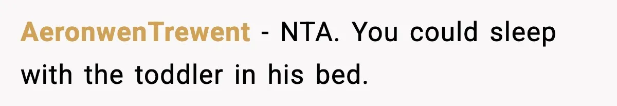 AeronwenTrewent - NTA. You could sleep with the toddler in his bed.