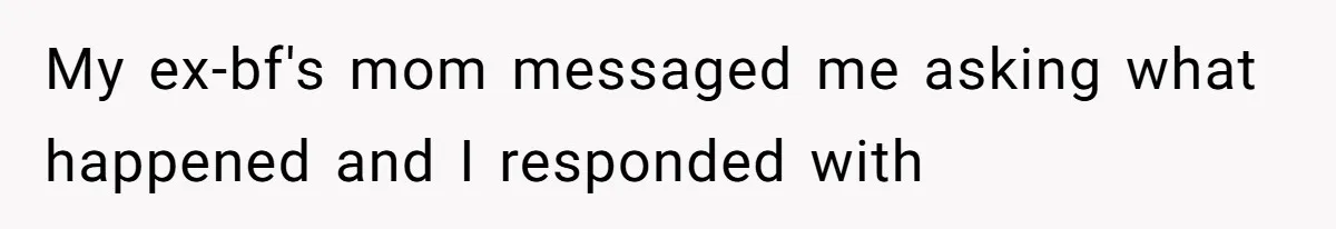 My ex-bf's mom messaged me asking what happened and I responded with