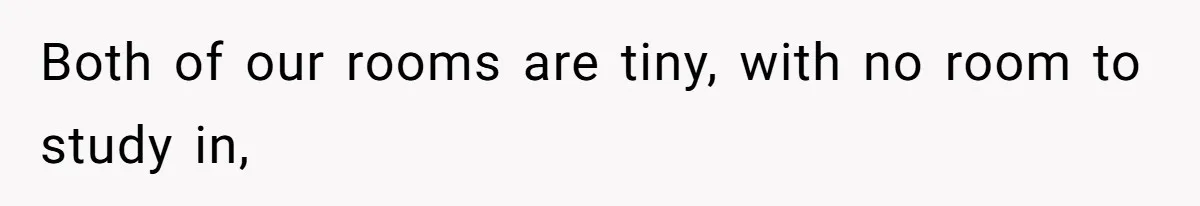 Both of our rooms are tiny, with no room to study in,