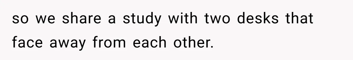 so we share a study with two desks that face away from each other.