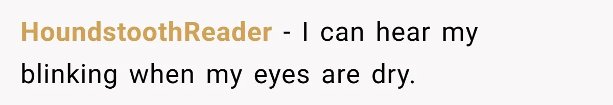 HoundstoothReader − I can hear my blinking when my eyes are dry.