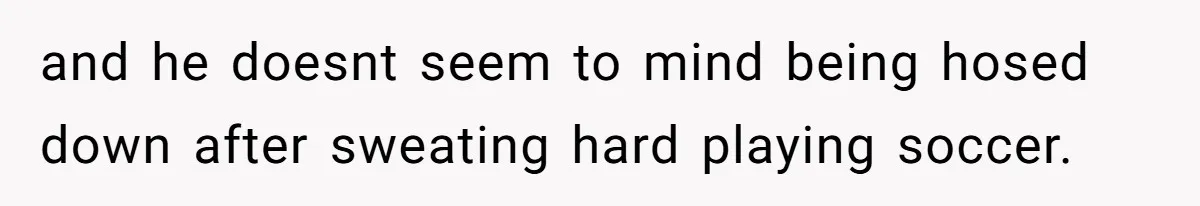 Man Repeatedly Sprays Soccer Kid With Garden Hose After He Walks On His Lawn and he doesnt seem to mind being hosed down after sweating hard playing soccer.
