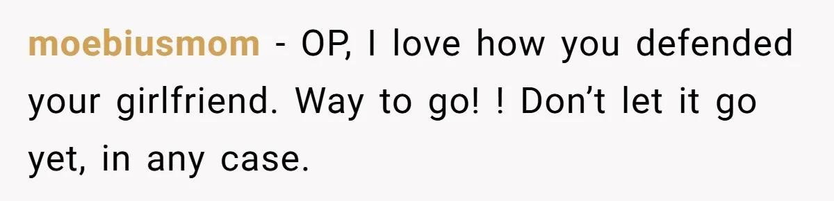 Man Demands His Mom Apologize After She Explodes At His Girlfriend Over Fried Chicken And Accuses Her Of Being Racist moebiusmom − OP, I love how you defended your girlfriend. Way to go! ! Don’t let it go yet, in any case.