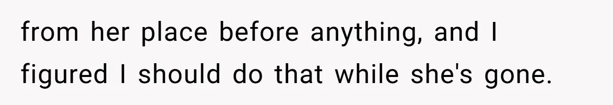from her place before anything, and I figured I should do that while she's gone.
