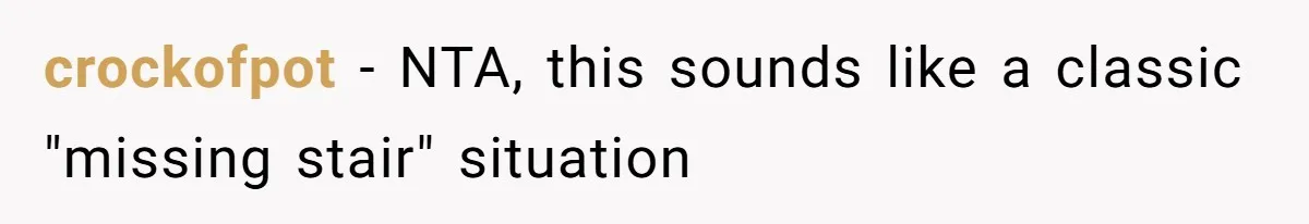 crockofpot − NTA, this sounds like a classic "missing stair" situation