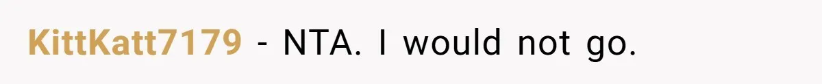 KittKatt7179 − NTA. I would not go.