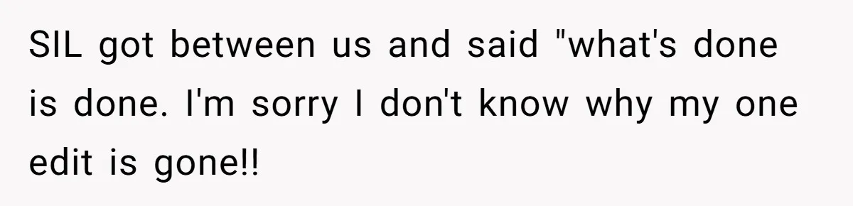 SIL got between us and said "what's done is done. I'm sorry I don't know why my one edit is gone!!