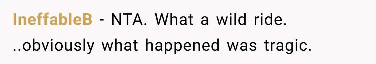 IneffableB − NTA. What a wild ride. ..obviously what happened was tragic.