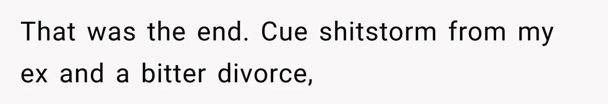 That was the end. Cue shitstorm from my ex and a bitter divorce,