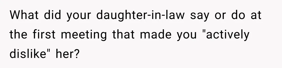 What did your daughter-in-law say or do at the first meeting that made you "actively dislike" her?