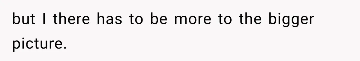 but I there has to be more to the bigger picture.