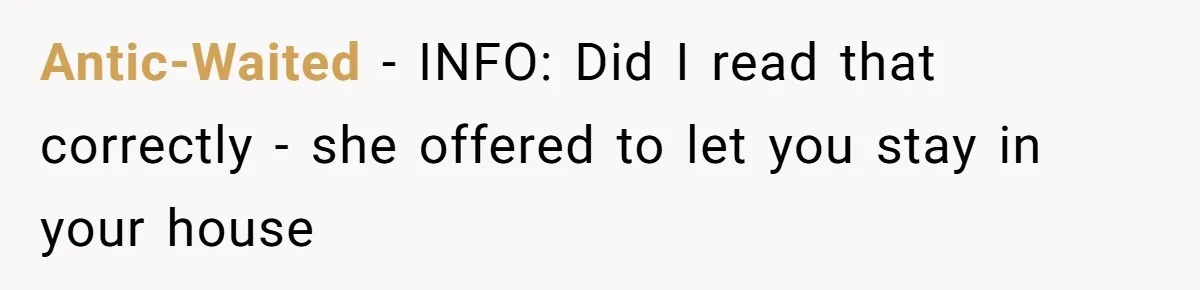 Homeowner Shocked After Sister Claims She’s “Wasting Space” Without Children And Demands To Move Into Her Home Antic-Waited − INFO: Did I read that correctly - she offered to let you stay in your house