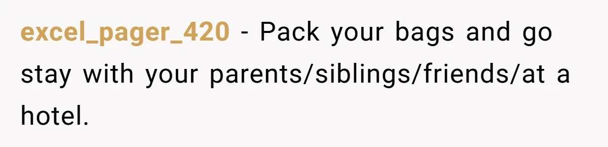 excel_pager_420 − Pack your bags and go stay with your parents/siblings/friends/at a hotel.