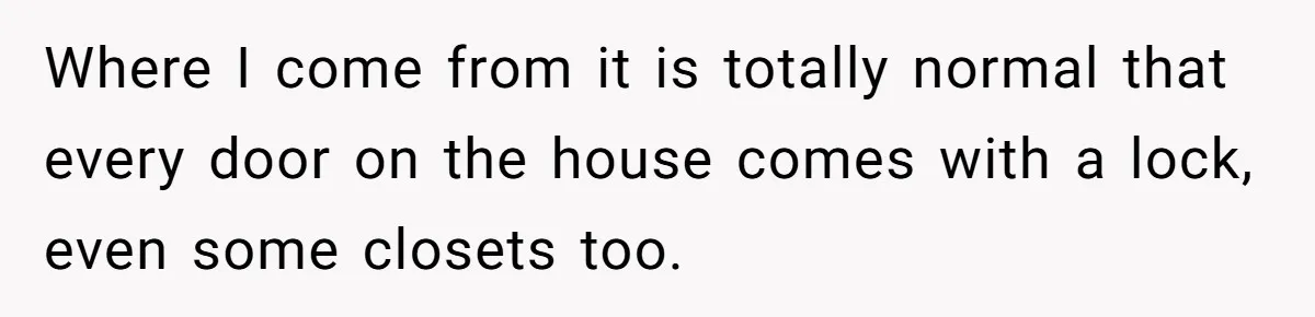 Where I come from it is totally normal that every door on the house comes with a lock, even some closets too.