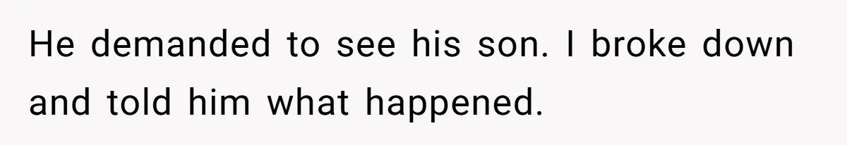He demanded to see his son. I broke down and told him what happened.