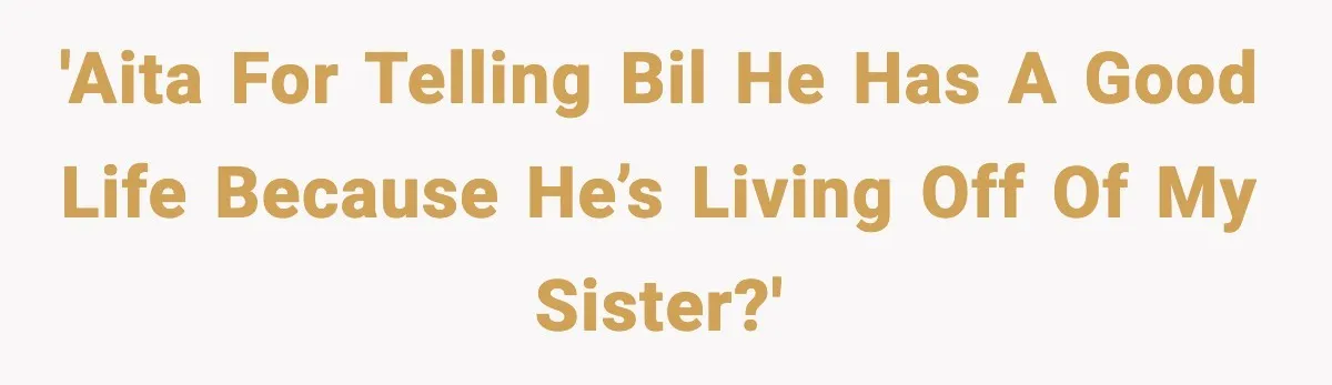 'AITA for telling BIL he has a good life because he’s living off of my sister?'