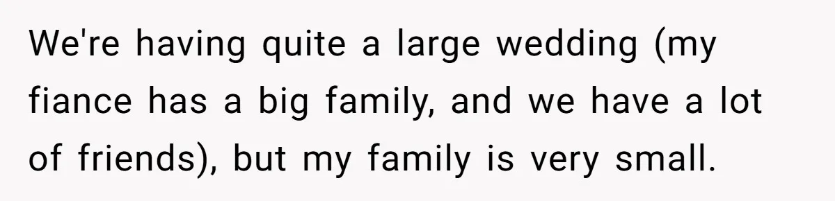 We're having quite a large wedding (my fiance has a big family, and we have a lot of friends), but my family is very small.