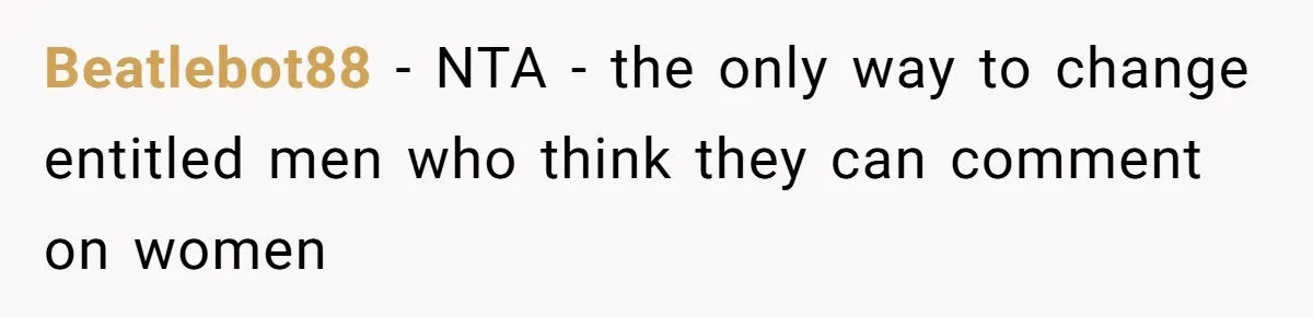 Beatlebot88 − NTA - the only way to change entitled men who think they can comment on women