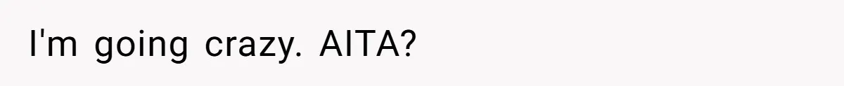 I'm going crazy. AITA?
