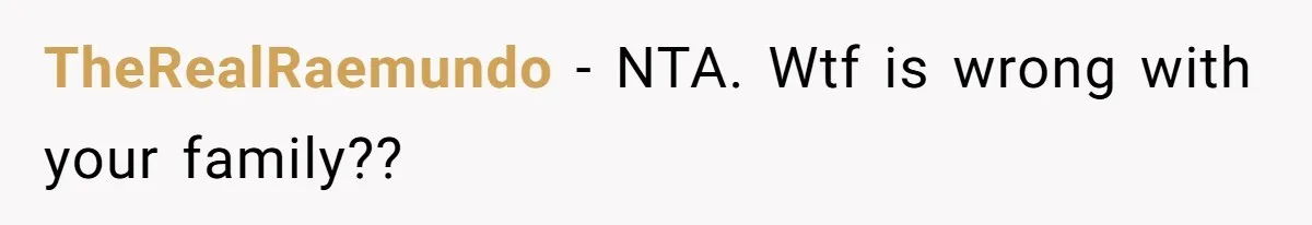 TheRealRaemundo − NTA. Wtf is wrong with your family??
