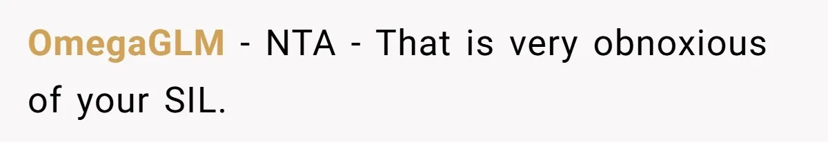 OmegaGLM − NTA - That is very obnoxious of your SIL.