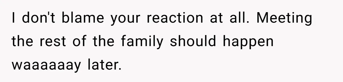 I don't blame your reaction at all. Meeting the rest of the family should happen waaaaaay later.