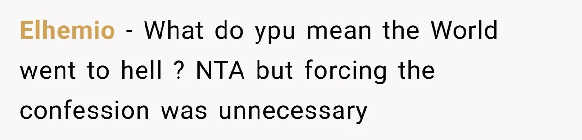 Elhemio − What do ypu mean the World went to hell ? NTA but forcing the confession was unnecessary