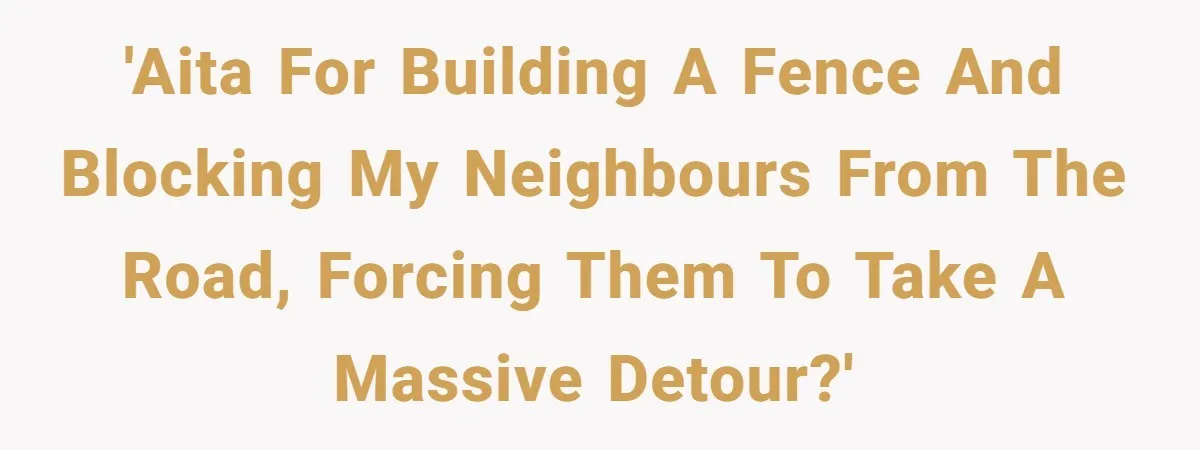 'AITA For building a Fence and blocking my neighbours from the road, forcing them to take a massive detour?'