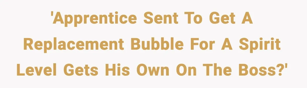 'Apprentice sent to get a replacement bubble for a spirit level gets his own on the boss?'