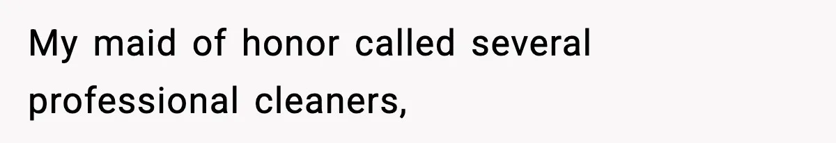 My maid of honor called several professional cleaners,