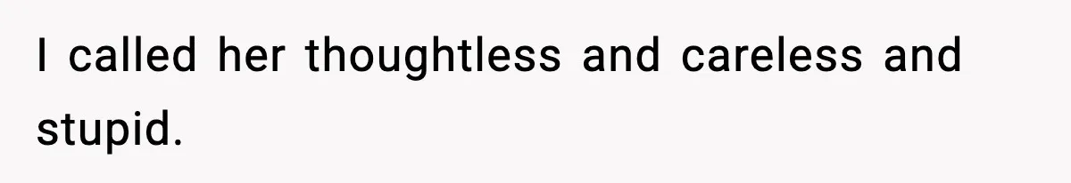 I called her thoughtless and careless and stupid.
