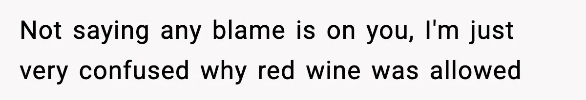 Not saying any blame is on you, I'm just very confused why red wine was allowed