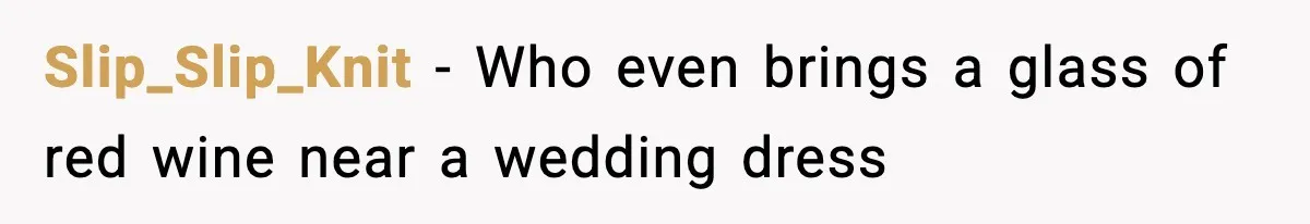 Slip_Slip_Knit − Who even brings a glass of red wine near a wedding dress