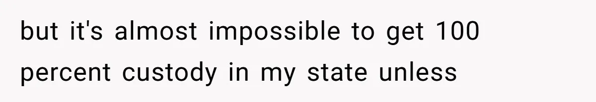 but it's almost impossible to get 100 percent custody in my state unless