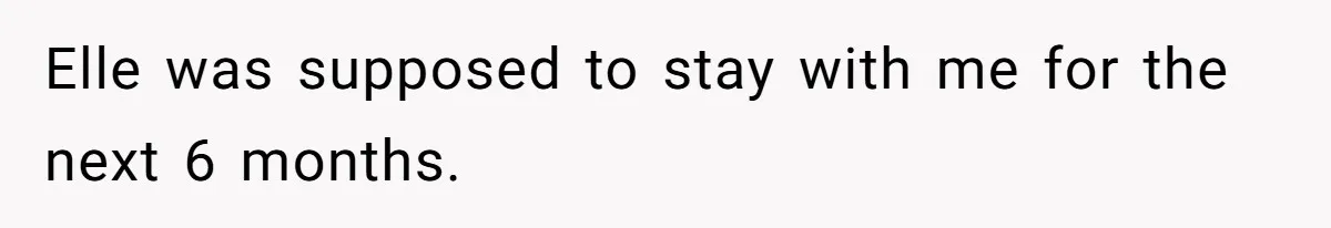 Elle was supposed to stay with me for the next 6 months.