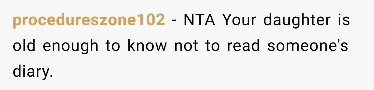 procedureszone102 − NTA Your daughter is old enough to know not to read someone's diary.