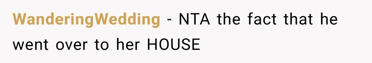 Wife Snapped After Husband Gave His Number To A Flirty Colleague WanderingWedding − NTA the fact that he went over to her HOUSE