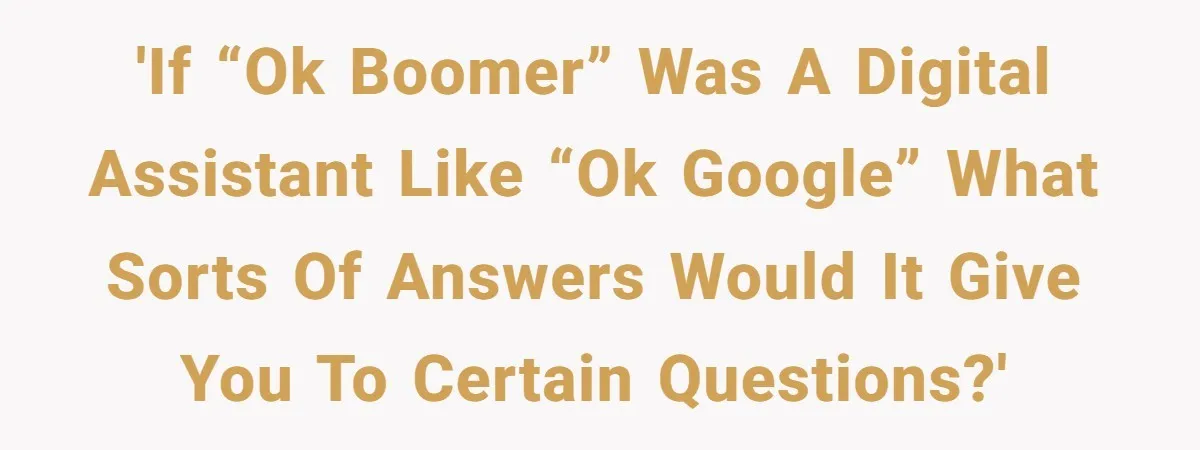 'If “OK Boomer” was a digital assistant like “OK Google” what sorts of answers would it give you to certain questions?'