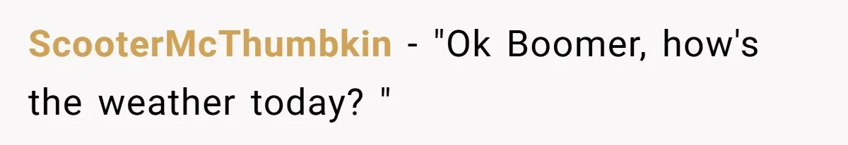 ScooterMcThumbkin − "Ok Boomer, how's the weather today? "