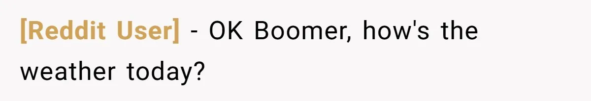 [Reddit User] − OK Boomer, how's the weather today?