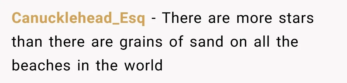 Canucklehead_Esq − There are more stars than there are grains of sand on all the beaches in the world