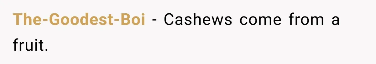 The-Goodest-Boi − Cashews come from a fruit.