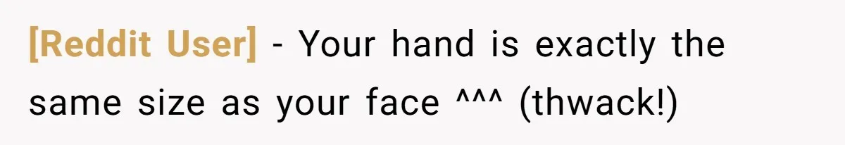 [Reddit User] − Your hand is exactly the same size as your face ^^^ (thwack!)