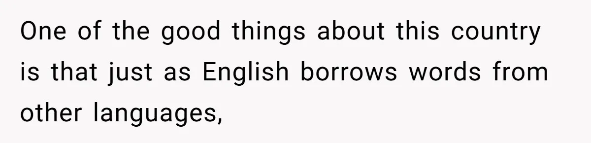 One of the good things about this country is that just as English borrows words from other languages,