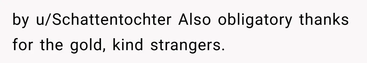 by u/Schattentochter Also obligatory thanks for the gold, kind strangers.