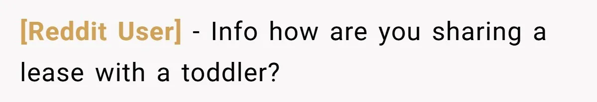 [Reddit User] − Info how are you sharing a lease with a toddler?