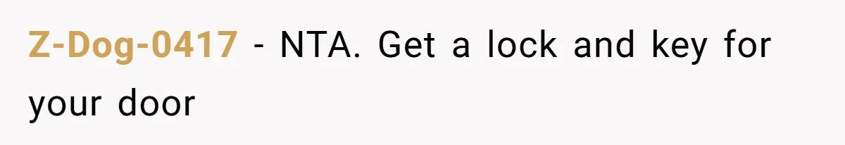Z-Dog-0417 − NTA. Get a lock and key for your door