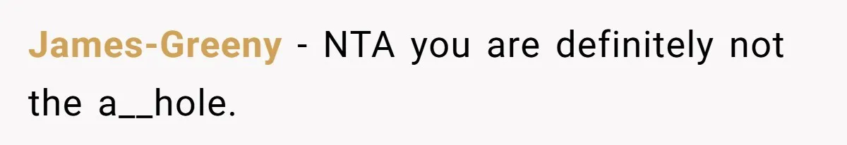 James-Greeny − NTA you are definitely not the a__hole.